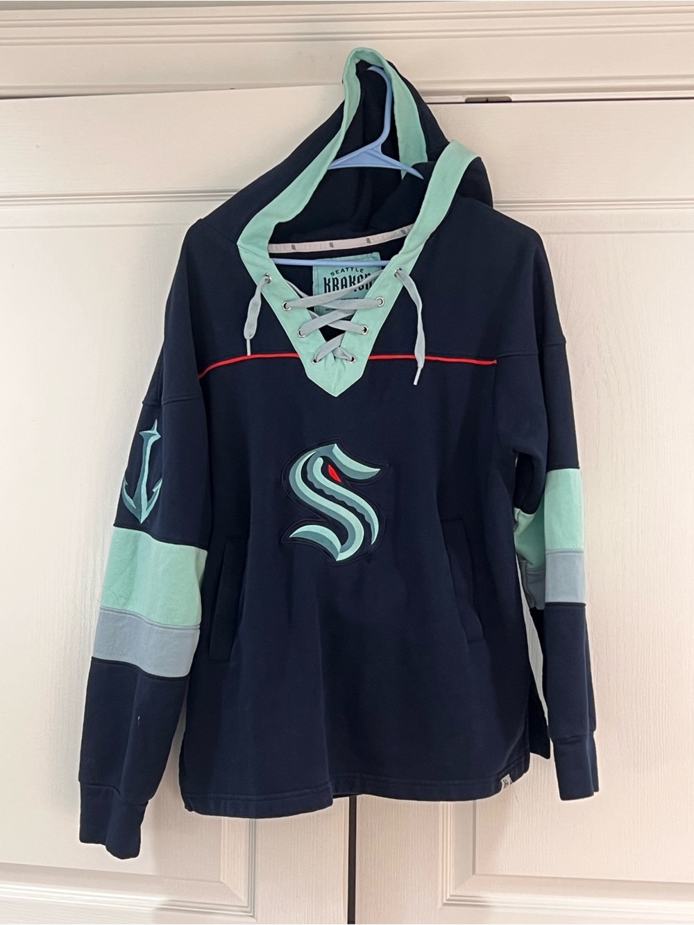NHL Seattle Kraken Navy and Teal Lace-Up Hoodie